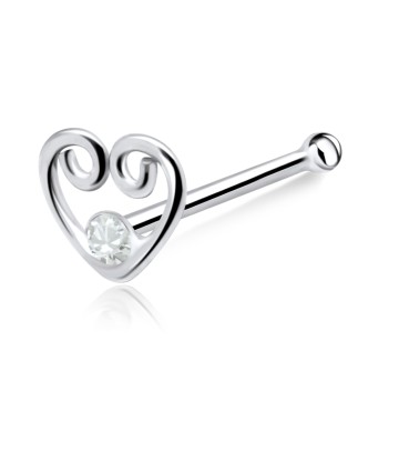 Heart with Stone Bone Nose Stud NSKD-810